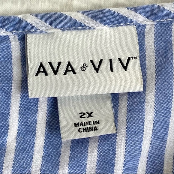 Ava & Viv Cotton Embroidered Plus Size Stripe Dresss - Picture 10 of 13